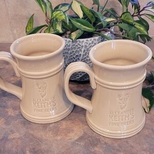 ALEXANDER KEITH'S Vintage Canadian Stein/Tankard, Light Brown Glaze, Set of 2